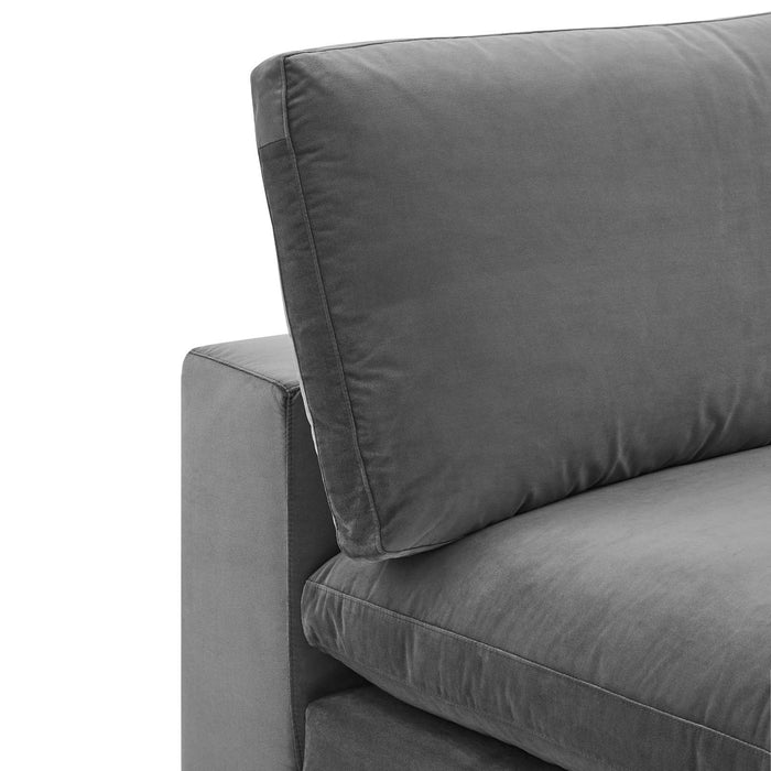 Commix Down Filled Armless Chair - Luxurious Performance Velvet, Spacious Design for Cozy Relaxation