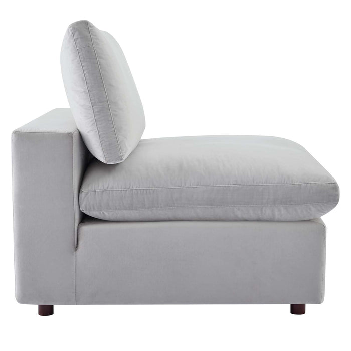 Commix Down Filled Armless Chair - Luxurious Performance Velvet, Spacious Design for Cozy Relaxation