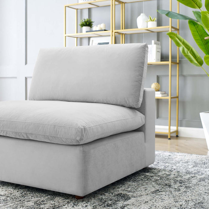 Commix Down Filled Armless Chair - Luxurious Performance Velvet, Spacious Design for Cozy Relaxation