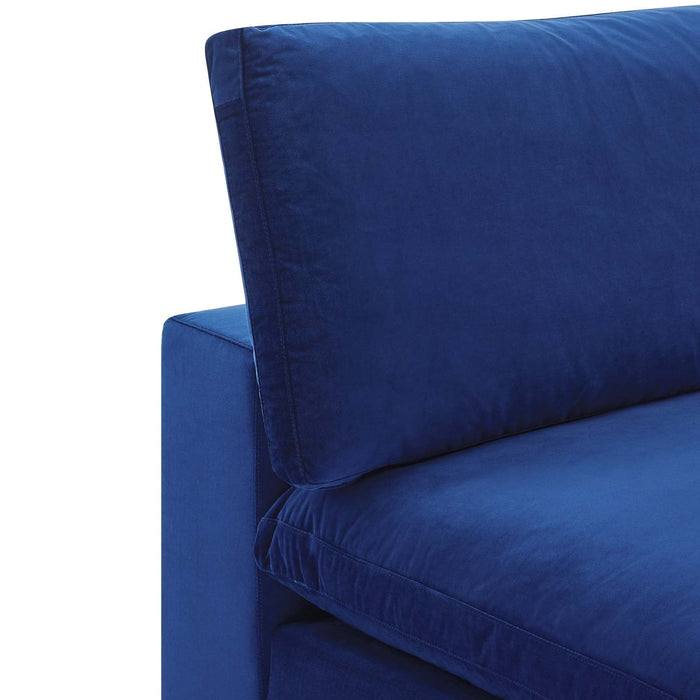 Commix Down Filled Armless Chair - Luxurious Performance Velvet, Spacious Design for Cozy Relaxation
