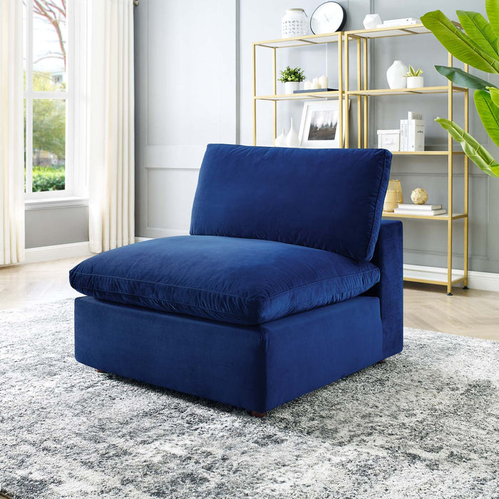 Commix Down Filled Armless Chair - Luxurious Performance Velvet, Spacious Design for Cozy Relaxation