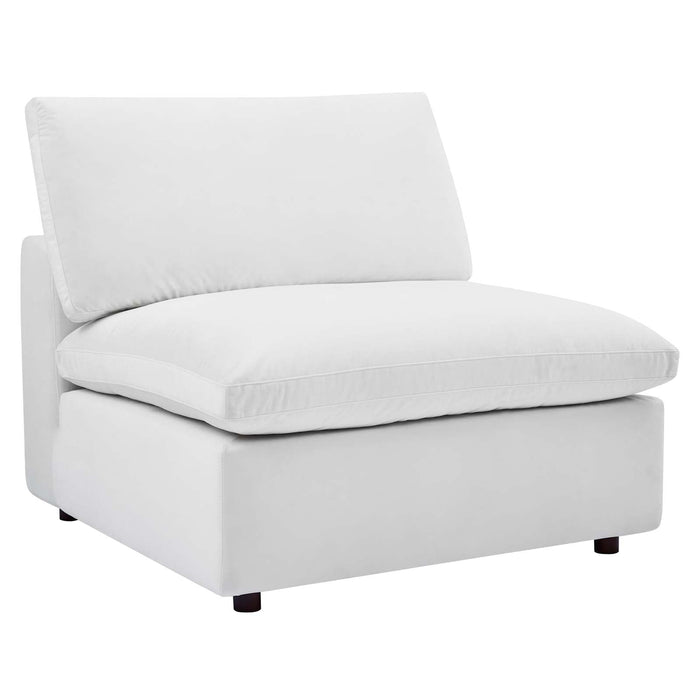 Commix Down Filled Armless Chair - Luxurious Performance Velvet, Spacious Design for Cozy Relaxation
