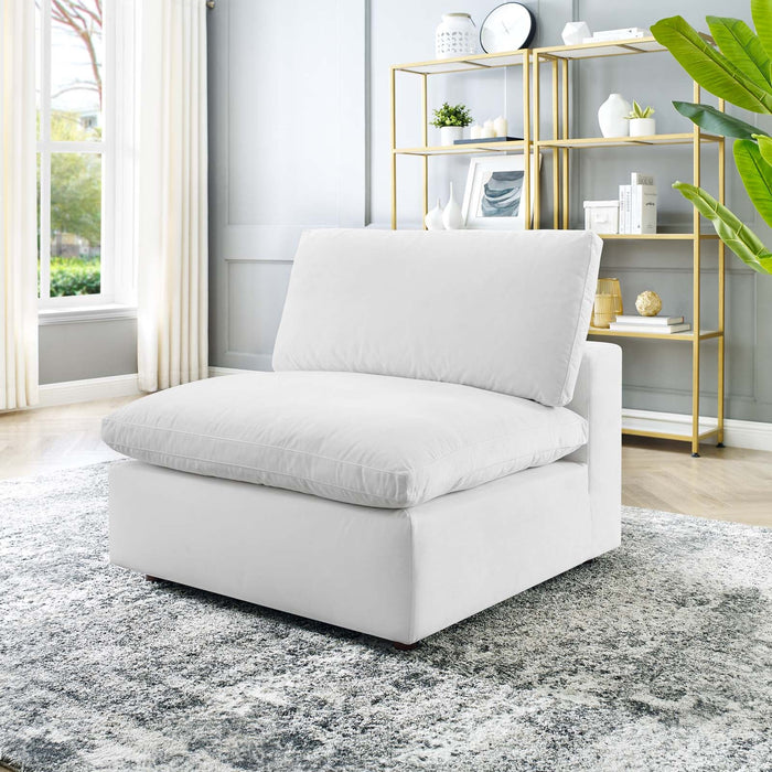 Commix Down Filled Armless Chair - Luxurious Performance Velvet, Spacious Design for Cozy Relaxation