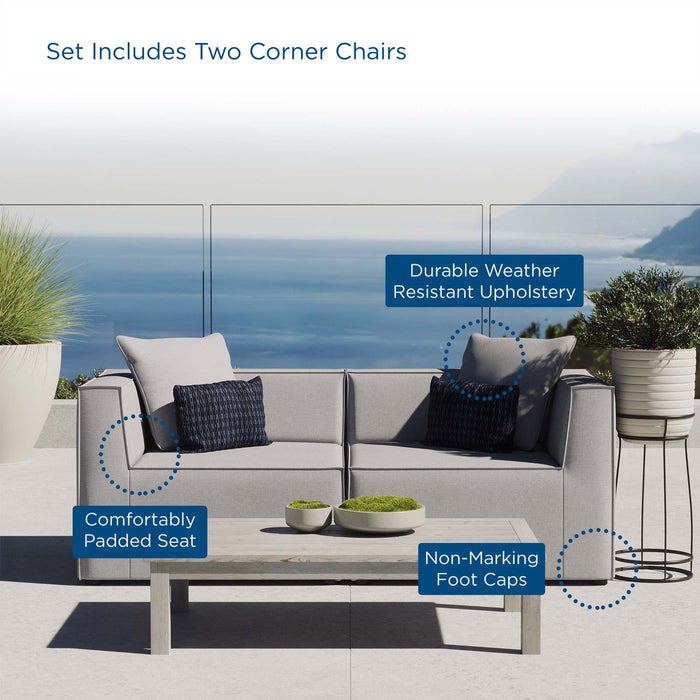 Saybrook Outdoor Patio Upholstered 2-Piece Sectional Sofa Loveseat - detail close-up