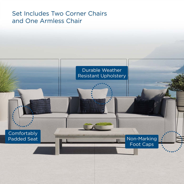 Saybrook Outdoor Patio Upholstered 3-Piece Sectional Sofa - detail close-up