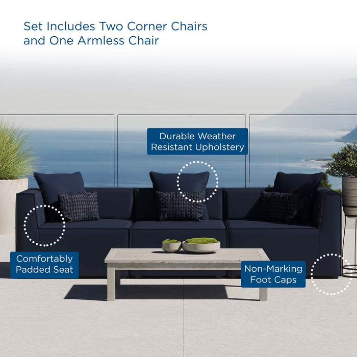 Saybrook Outdoor Patio Upholstered 3-Piece Sectional Sofa - view 14