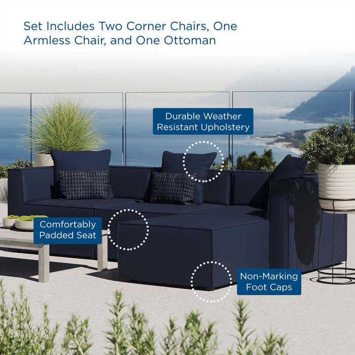 Saybrook Outdoor Patio Upholstered 4-Piece Sectional Sofa - view 16