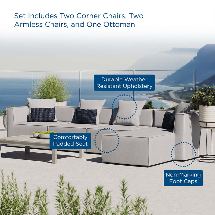 Saybrook Outdoor Patio Upholstered 5-Piece Sectional Sofa by Modway - side view