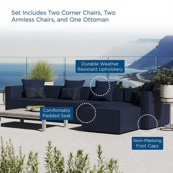 Saybrook Outdoor Patio Upholstered 5-Piece Sectional Sofa by Modway - product label