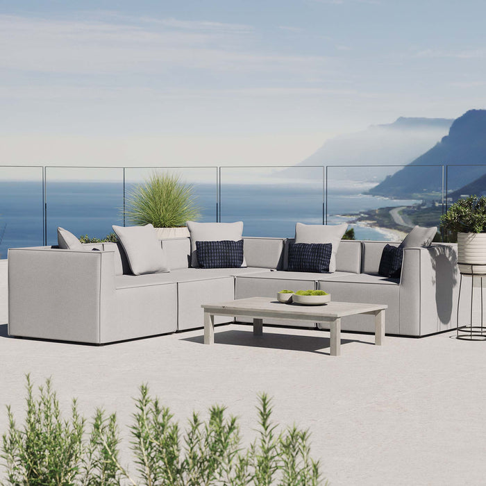 Saybrook Outdoor Patio Upholstered 5-Piece Sectional Sofa by Modway - front view