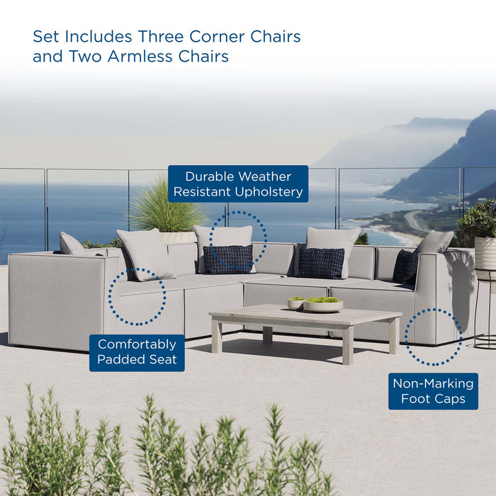 Saybrook Outdoor Patio Upholstered 5-Piece Sectional Sofa by Modway - side view