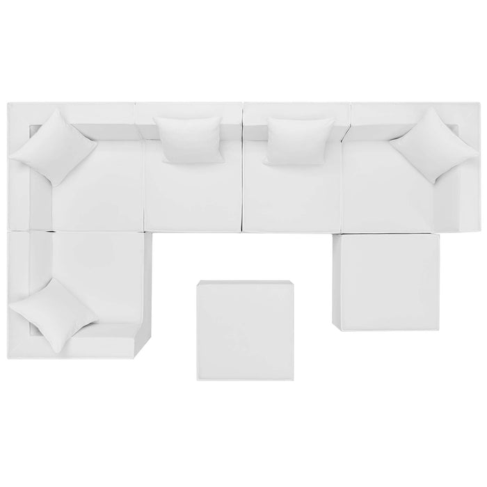 Saybrook Outdoor Patio Upholstered 7-Piece Sectional Sofa outdoor patio sectional angle view