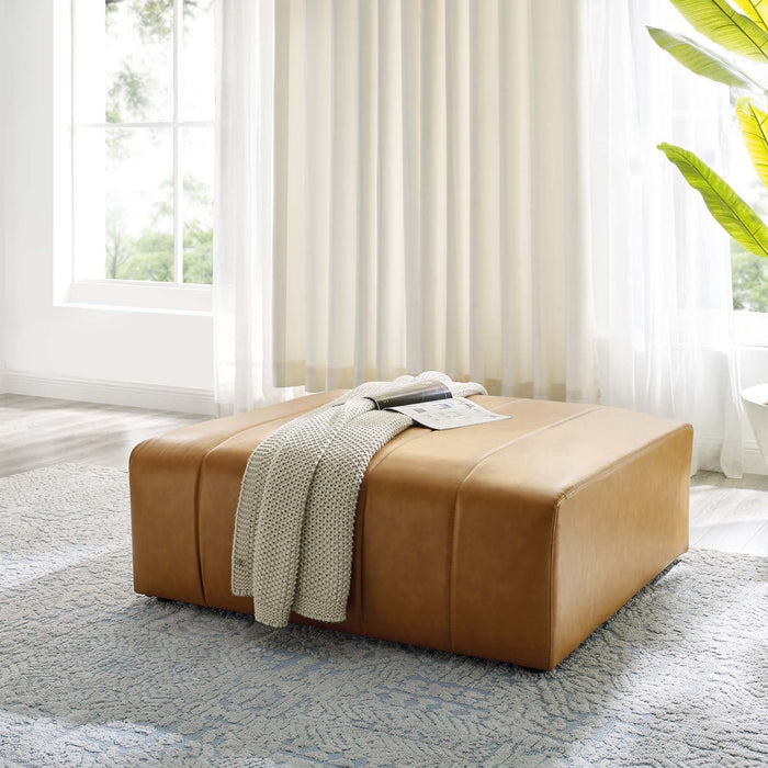 Bartlett Vegan Leather Ottoman - Chic Retro Design with Dense Foam, Modular Connectors & 331 lbs Capacity