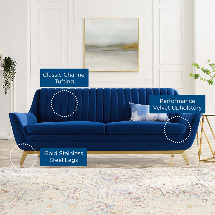 Winsome Channel Tufted Performance Velvet Sofa - in lifestyle setting