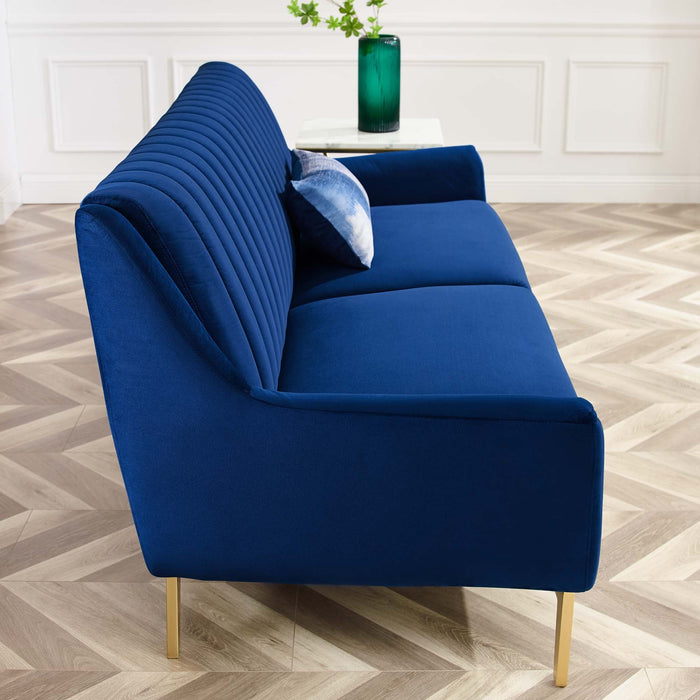 Winsome Channel Tufted Performance Velvet Sofa - detail close-up