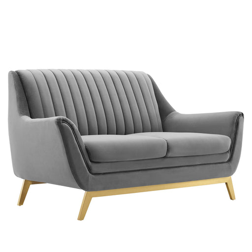 Winsome Channel Tufted Performance Velvet Loveseat - alternate angle view