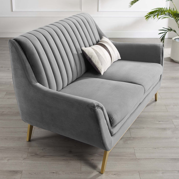 Winsome Channel Tufted Performance Velvet Loveseat - detail close-up