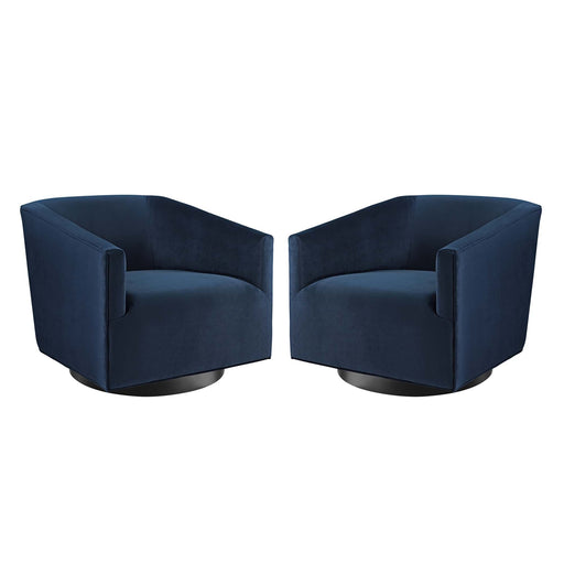 Modway Twist Swivel Chair Performance Velvet Set of 2 Living Room Furniture - View 13