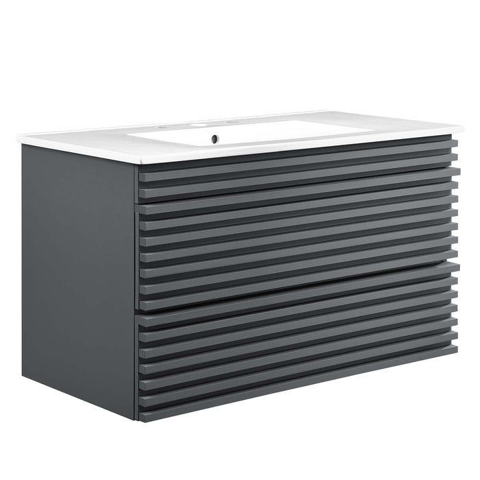 Render Wall-Mount Bathroom Vanity with White Basin Included