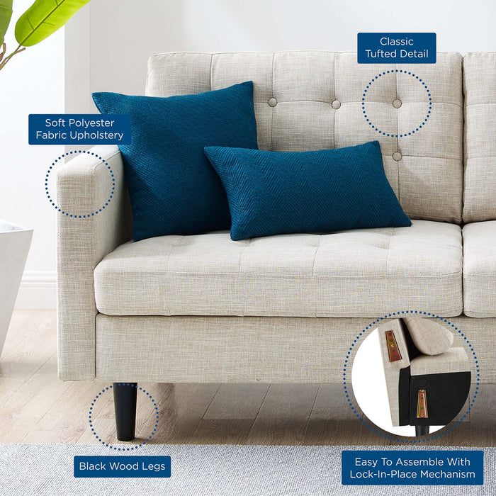 Exalt Tufted Fabric Sofa - in lifestyle setting