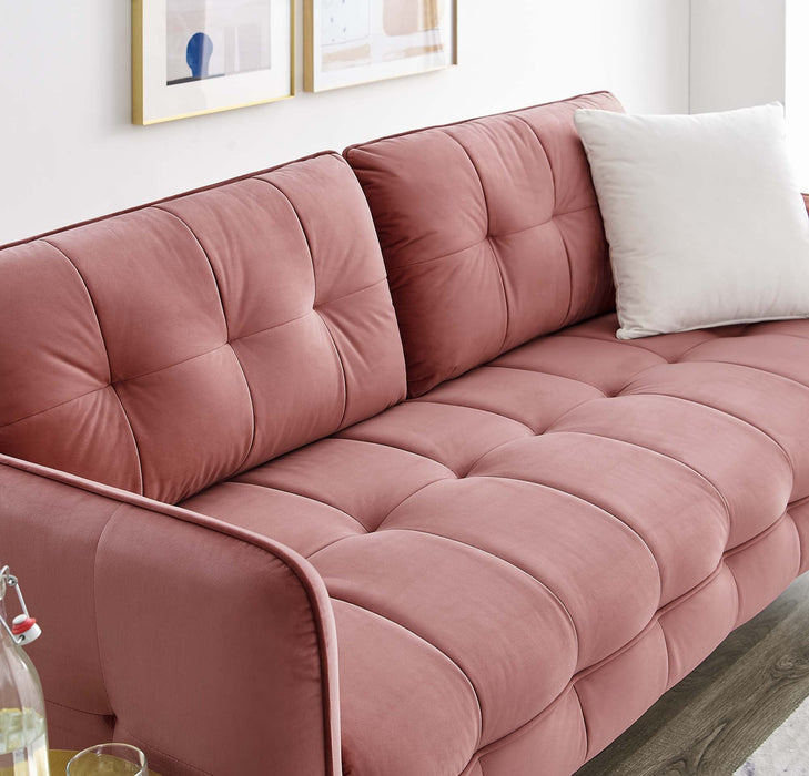 Cameron Tufted Performance Velvet Sofa - in lifestyle setting