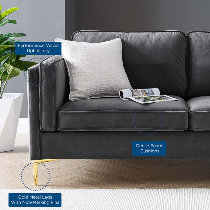 Kaiya Performance Velvet Sofa - detail close-up