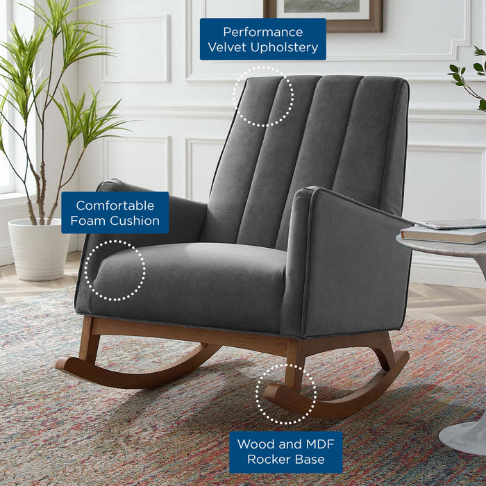 Modway Sway Performance Velvet Rocking Chair Living Room Furniture in Gray - Detail View
