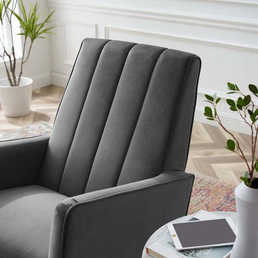 Modway Sway Performance Velvet Rocking Chair Living Room Furniture in Gray - Side View