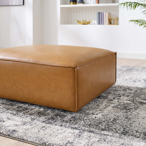 Modway Restore Vegan Leather Ottoman Living Room Furniture in Brown - Side View