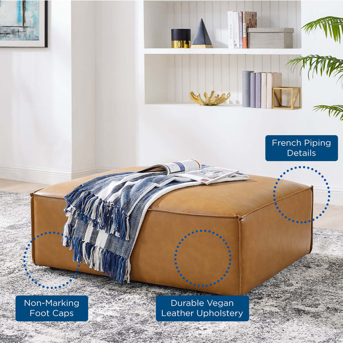 Modway Restore Vegan Leather Ottoman Living Room Furniture in Brown - Detail View