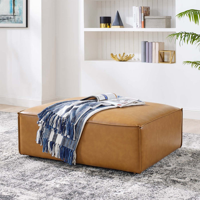 Restore Vegan Leather Ottoman - Elegant Minimalist Design with Luxe Comfort for Your Living Space