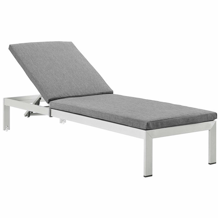 Modway Shore Outdoor Patio Aluminum Chaise with Cushions in Blue - Side View