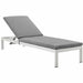 Modway Shore Outdoor Patio Aluminum Chaise with Cushions in Blue - Side View