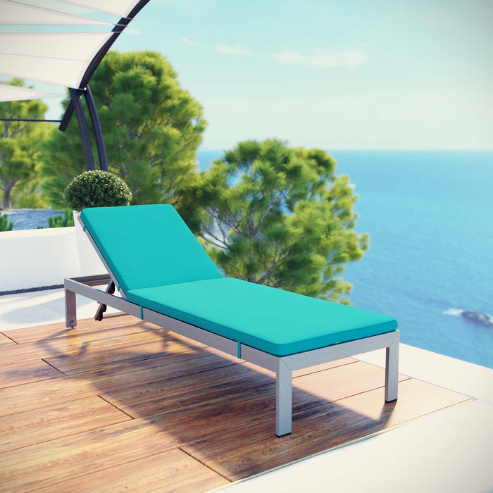 Modway Shore Outdoor Patio Aluminum Chaise with Cushions - Lifestyle View