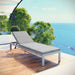 Modway Shore Outdoor Patio Aluminum Chaise with Cushions in Blue