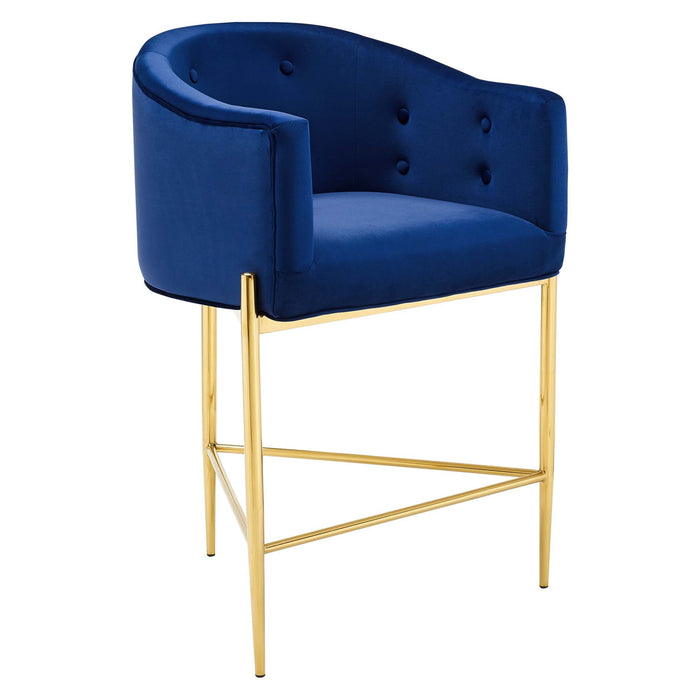 Modway Savour Tufted Performance Velvet Counter Stool Set of 2 Living Room Furniture - Close-Up