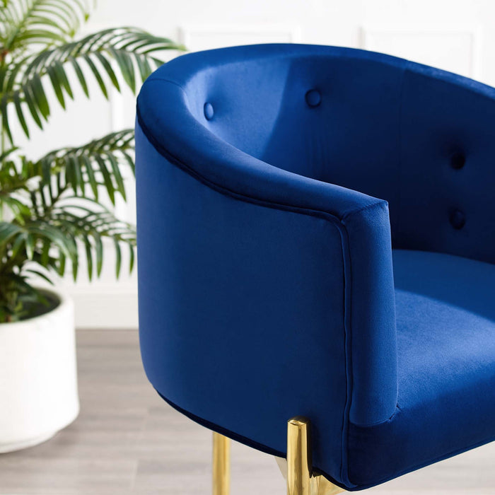 Modway Savour Tufted Performance Velvet Counter Stool Set of 2 Living Room Furniture in Blue - Detail View