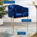 Modway Savour Tufted Performance Velvet Counter Stool Set of 2 Living Room Furniture in Blue - Side View