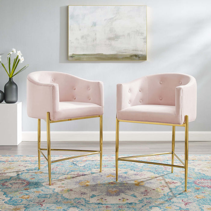 Modway Savour Tufted Performance Velvet Counter Stool Set of 2 Living Room Furniture - View 9