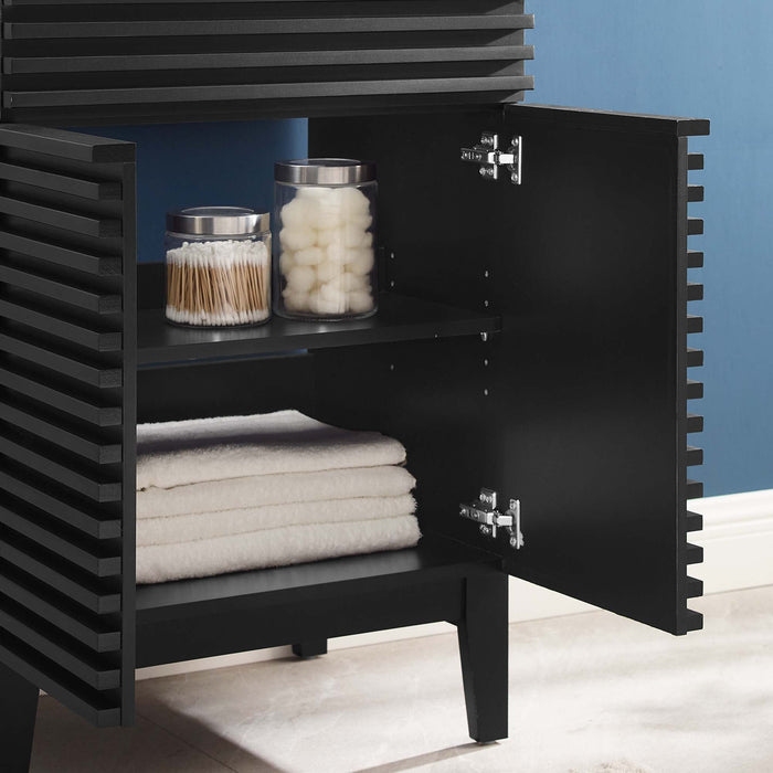 Modway Render 18" and 24" Bathroom Cabinets Basin Not Included Storage Shelf in Black - Side View