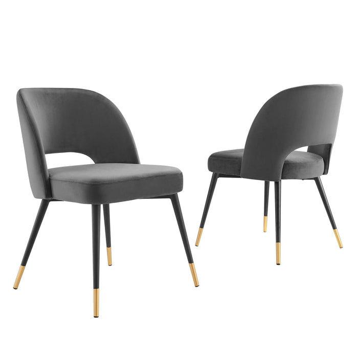 Modway Rouse Performance Velvet Dining Side Chairs - Set of 2 in Blue