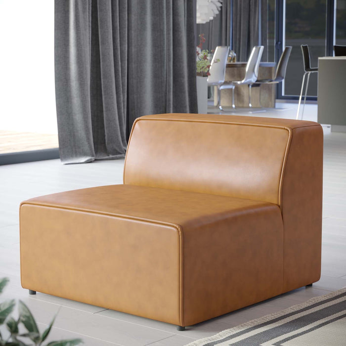 Mingle Vegan Leather Armless Chair - Stylish Modular Seating with Dense Foam Comfort & Support