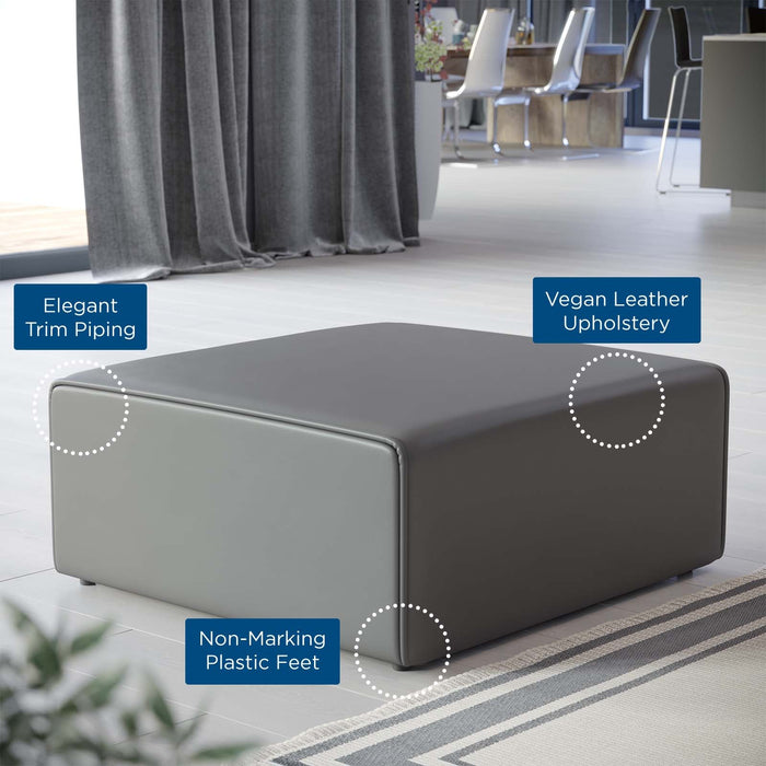 Mingle Vegan Leather Ottoman - Stylish, Generous Foam Seating for Modern Living Room Comfort and Style