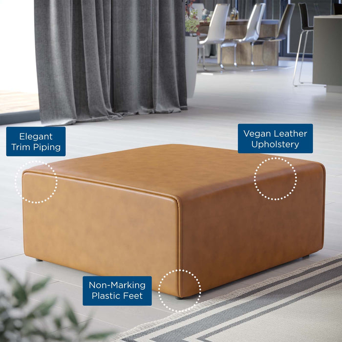 Mingle Vegan Leather Ottoman - Stylish, Generous Foam Seating for Modern Living Room Comfort and Style