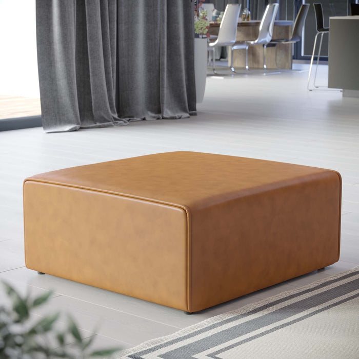 Mingle Vegan Leather Ottoman - Stylish, Generous Foam Seating for Modern Living Room Comfort and Style