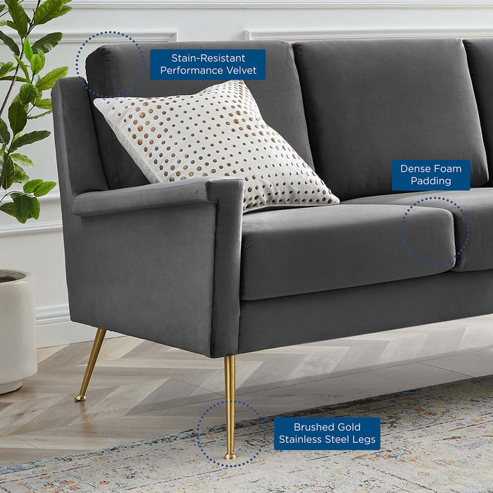Chesapeake Performance Velvet Sofa - in lifestyle setting