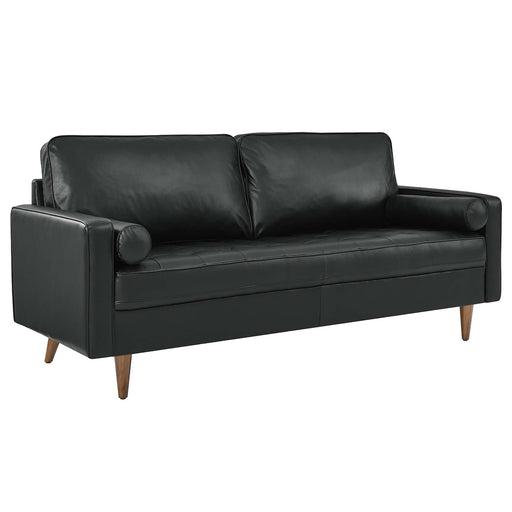 Valour Leather Sofa Black