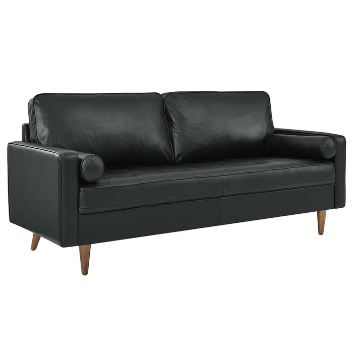 Valour Leather Sofa Black