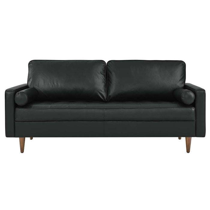 Valour Leather Sofa Black