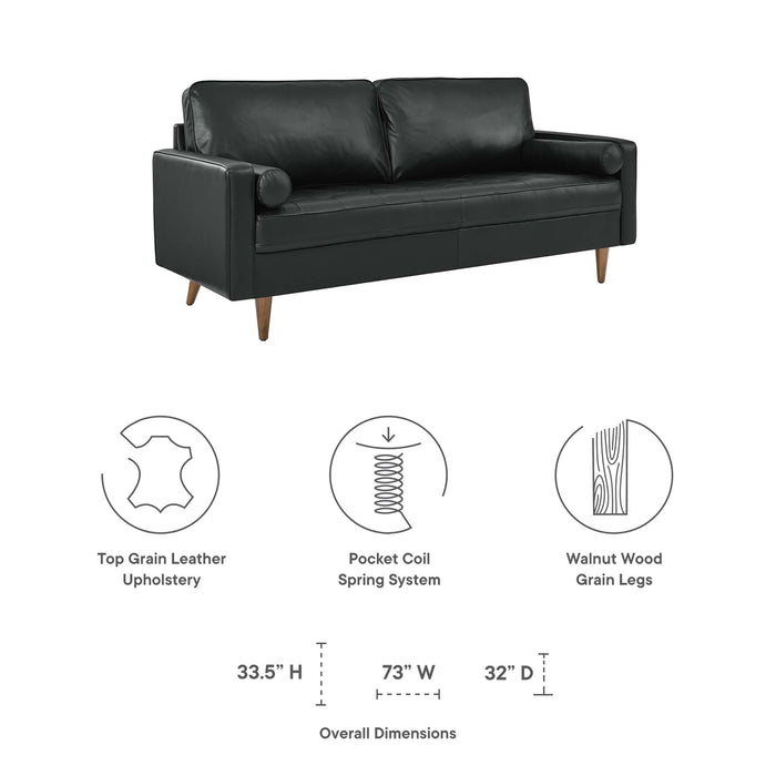 Valour Leather Sofa Black